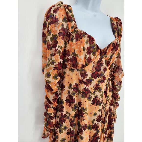 ASOS Design Floral Sheer Sleeve Maxi Dress Women’s Size 2 - Picture 5 of 12